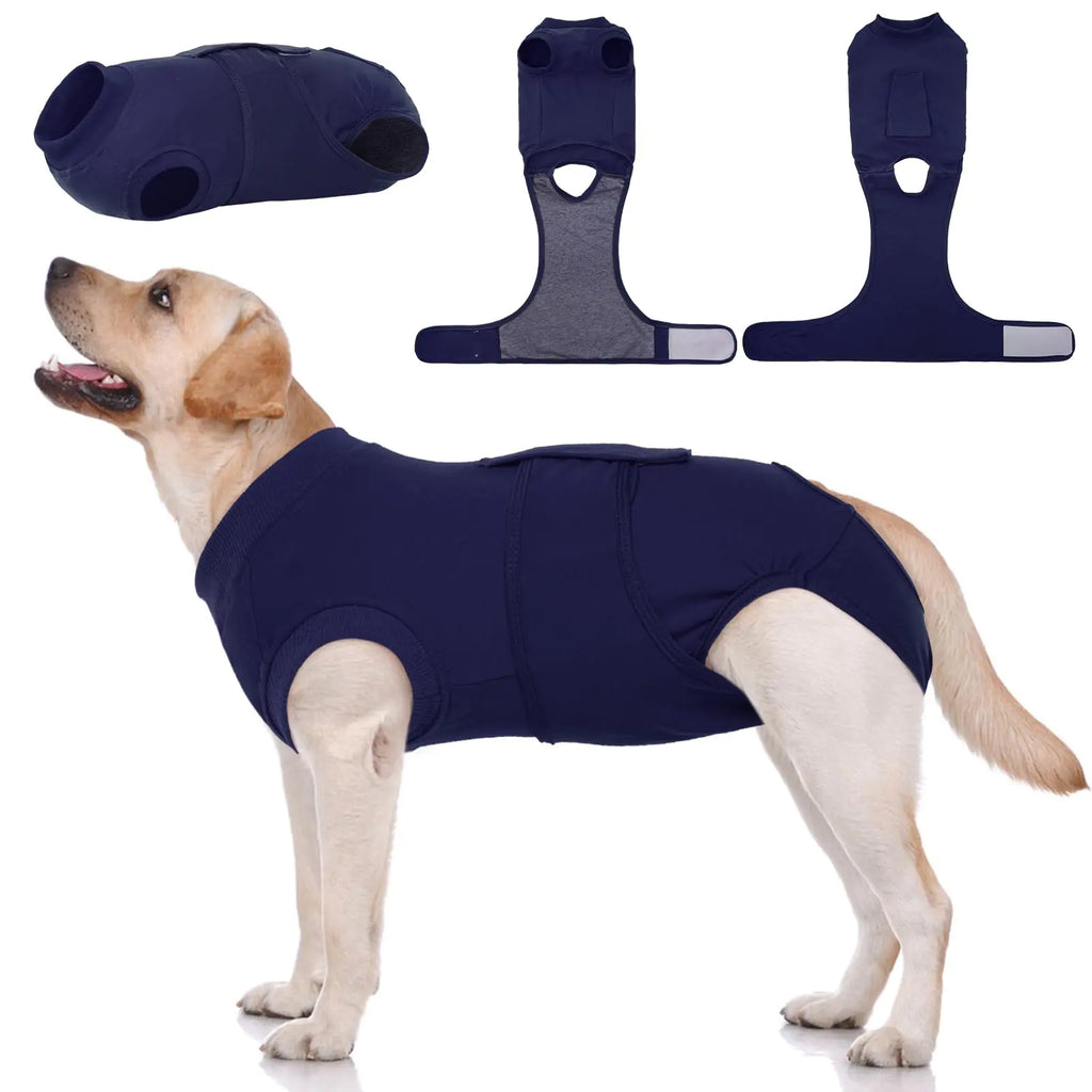 Kuoser Dog Surgery Suit Female Spay Dog Recovery Suit Male Neuter Dog Clothes Onesie for Surgery Anti Licking Abdominal Wounds Pet Puppy Surgical Recovery Bodysuit Shirt Substitute E-Collar & Cone