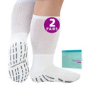 Revosoxs Extra Width Socks for Swollen Feet-2 Pairs Super Wide Diabetic Socks for Women MenSuper Wide Diabetic Non Slip Socks Hospital Socks-2 White