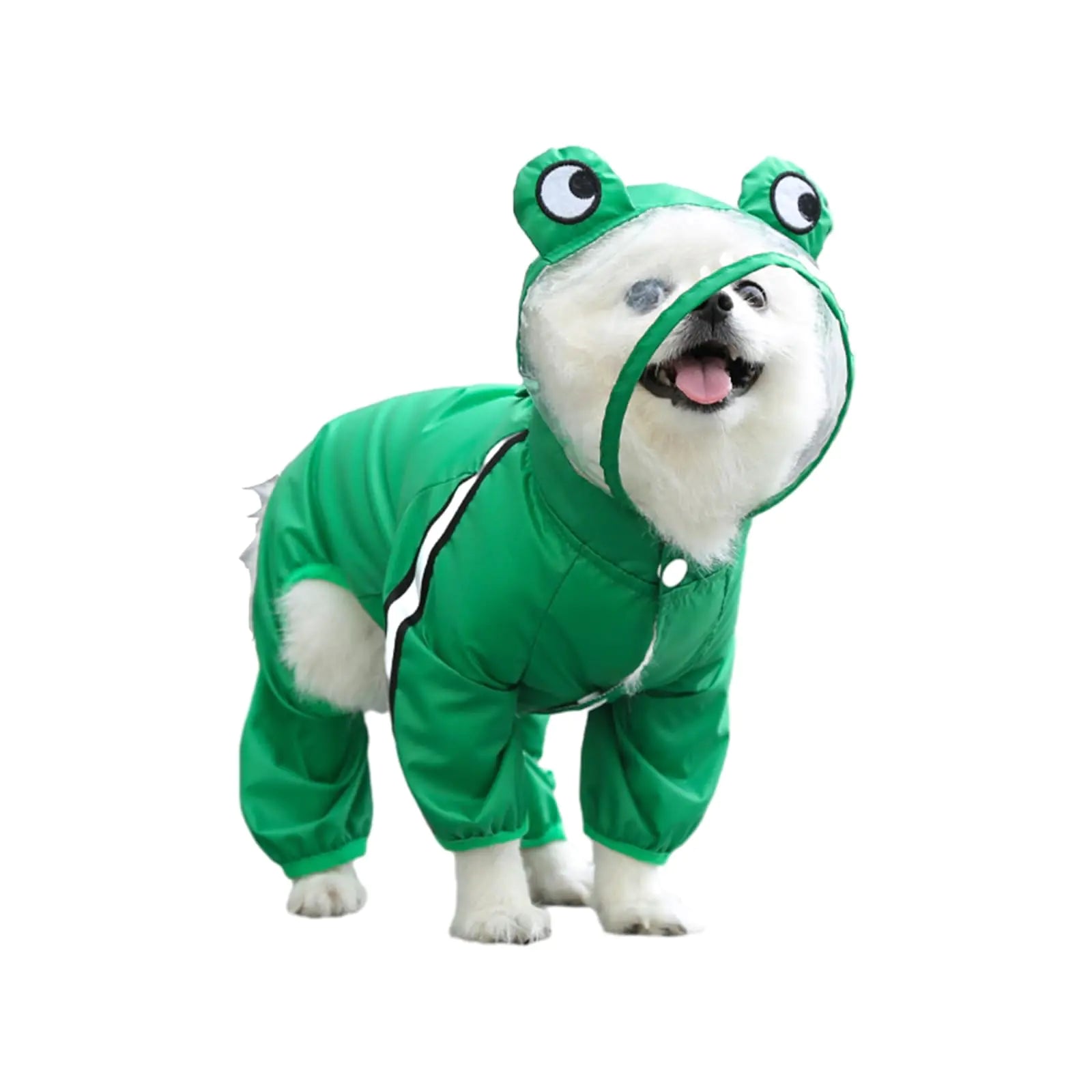 MANON ROSA Dog Raincoat Waterproof & Quick-Drying Puppy Rain Coat with Hood and Leash Hole Cute Hooded Rain Poncho Gear Clothes for Small Medium Large Dogs (FrogSmall)